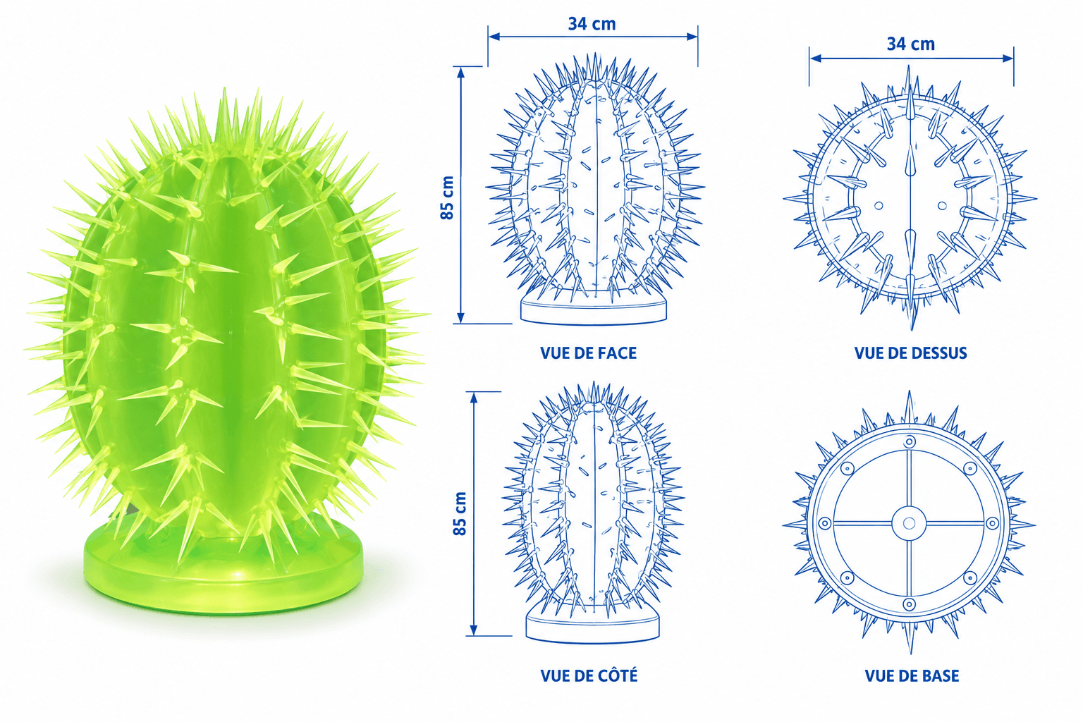 Schéma technique Cactus Rond Lumineux — dimensions